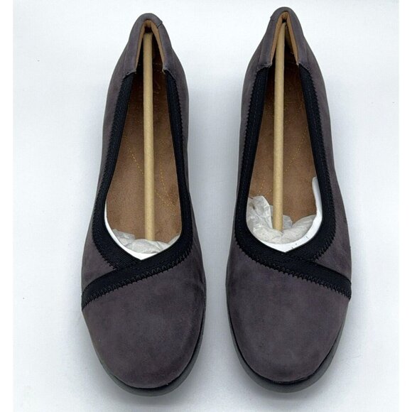 Clarks Artisan Nubuck Leather Slip On Shoes Daelyn Hill Purple Grey Platform 9 M - Picture 4 of 12